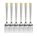 Stainless Steel Tableware Silver and Gold Fruit Fork Kitchen Utensils Set of 6 Pcs 15 cm