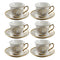 Ceramic Tea Cup and Saucer Set of 6 Pcs Print Gold Design 220 ml