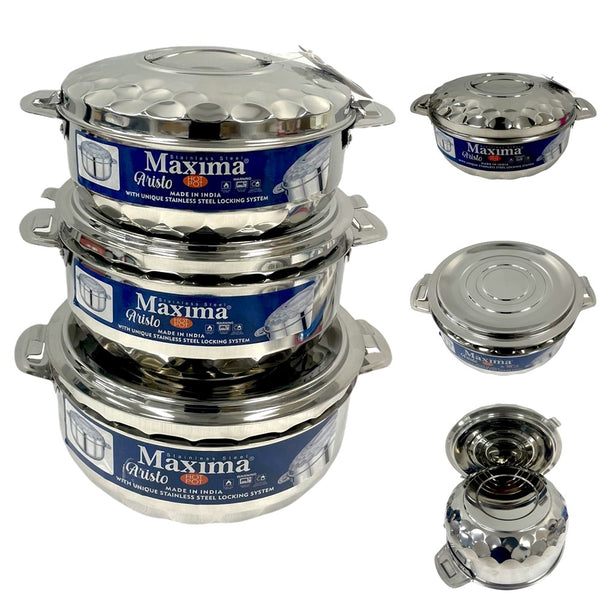 Stainless Steel Round Hot Pot Set Aristo Maxima Brand Set of 3 3500ml,5000ml,8500ml AI-103-3B Pcs/Ctn 2