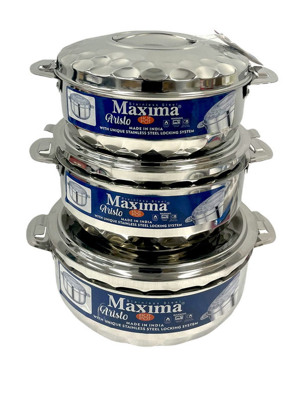 Stainless Steel Round Hot Pot Set Aristo Maxima Brand Set of 3 2500ml,3500ml,5000ml AI-103-3M Pcs/Ctn 2