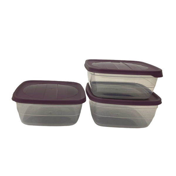 Square Trend Stackable BPA Free Multipurpose Airtight Storage Box Food Container Set of 3 2.5 Litre HB021041 24 Pcs/Ctn