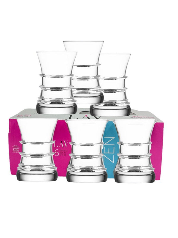 Lav Zen313 Glass Tea Cup Set 6Pcs Silver Reem Platin 155 CC TR-313-PLT Pcs/Ctn 8
