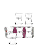 G4U Misis Glass Tea Cup Set 6PCs Silver Krinkle Platin Istikani 160 CC 160 ml