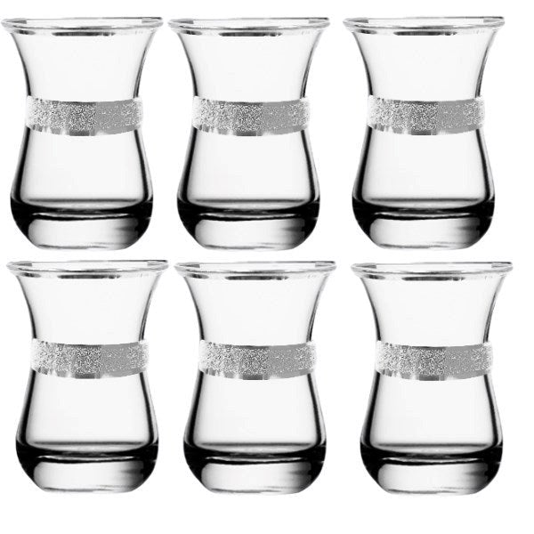 Lav Ajda 315 Glass Tea Cup Set 6Pcs Silver Krinkle Platin 165 CC TR-AJD-KRK Pcs/Ctn 8