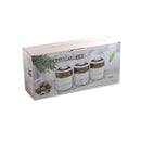Ceramic Tea Coffee Sugar Spices Canister with Stand Set of 3 Pcs Print Design D - 10 cm H - 13 cm