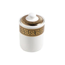 Ceramic Tea Coffee Sugar Spices Canister with Stand Set of 3 Pcs Print Design D - 10 cm H - 13 cm
