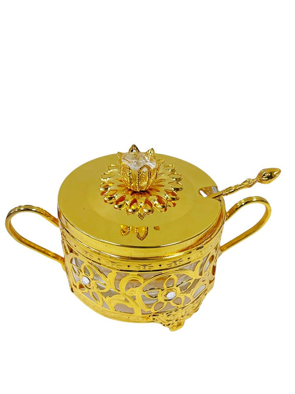Gold Plated Sugar Pot with Spoon 56*56*53 cm 45405 Pcs/Ctn 96