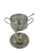 Silver Plated Sugar Pot with Spoon 9*6 cm