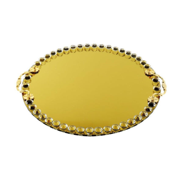 Home Decor Crystal Glass Gold Serving Tray 30 cm 45667 Pcs/Ctn 24