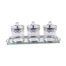 Crystal Glass Candy Jar Canisters Set of 3 with Tray 10*19 cm