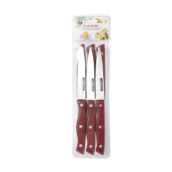 Stainless Steel Kitchen Fruit Knives Set of 6 Wooden Handle