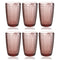 Engraved Pattern Pink Rose Chevron Goblets Glass Drinking Tumblers Set of 6 Pcs
