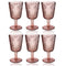 Multipurpose Vintage Retro Pink Rose Footed Glass Tmblers Set of 6 Pcs