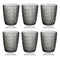 Engraved Pattern Grey Goblets Glass Drinking Tumblers Set of 6 Pcs