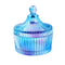 Crystal Glass Blue Dome Shape Sugar Bowl Candy Jar with Lid