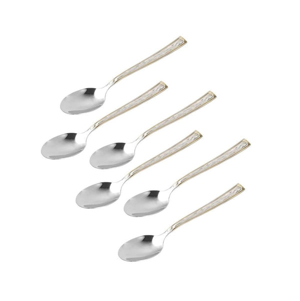 Stainless Steel Tableware Deco Gold Border Tea Spoon Set of 6 Pcs 11.8*2.3 cm