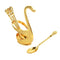 Stainless Steel Gold Swan Spoon Set Cutlery Holder Set of 6 PCs 15 cm
