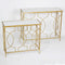 Rectangular Metal Accent Luxury Coffee Table with Marble Top and Abstract Design Body Set of 2 Pcs 100*36*80;80*33*70 cm