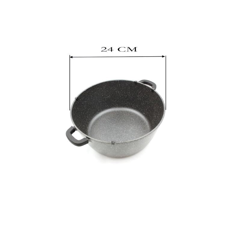 Non Stick Marble Coated Die Cast Aluminium Casserole Black Induction (24cm) 35005 Pcs/Ctn 6