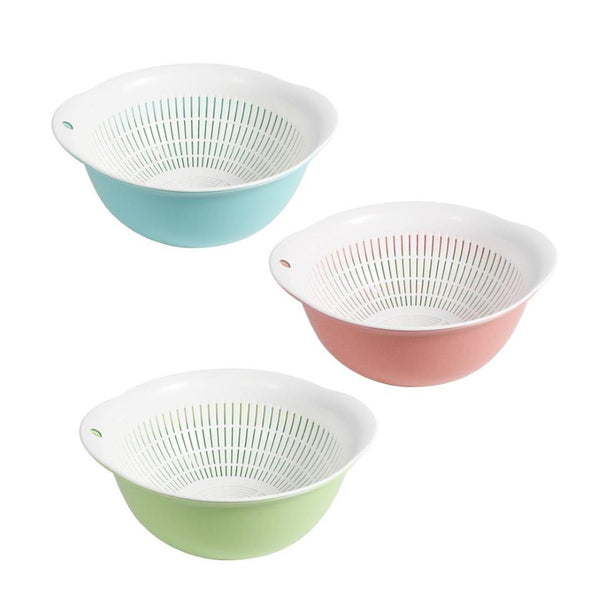 Plastic Bowl with Strainer Oval Set of 2 28*26 cm