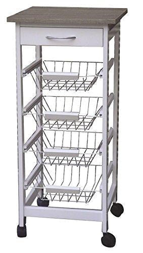 Kitchen Trolley on Wheels with 4 shelf Baskets And 1 Drawer cabinet 41*33.5*83 cm 42012 Pcs/Ctn 1