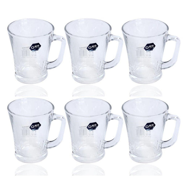 Premium Lead Free Glass Tea Cup Set of 6 pcs 225 ml (Ctn Box 12 units)