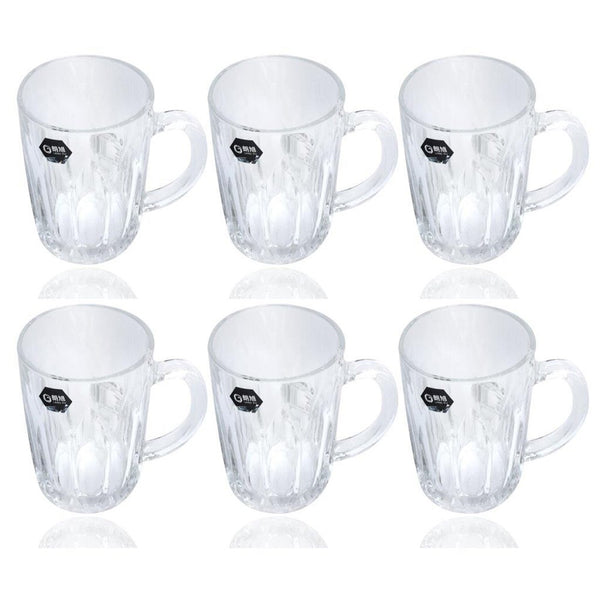 Premium Lead Free Glass Tea Cup Set of 6 pcs 250 ml (Ctn Box 8 units)