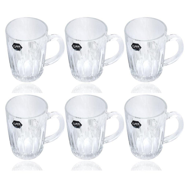 Premium Lead Free Glass Tea Cup Set of 6 pcs 250 ml (Ctn Box 8 units)