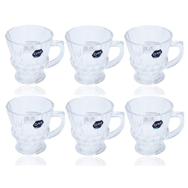 Premium Lead Free Glass Tea Cup Set of 6 pcs 140 ml (Ctn Box 12 units)