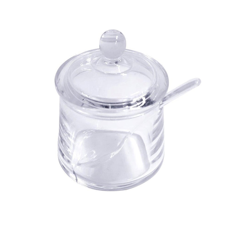 Premium Quality Acrylic Sugar Bowl Candy Jar with Spoon 8X12 cm (Ctn Box 120 units)