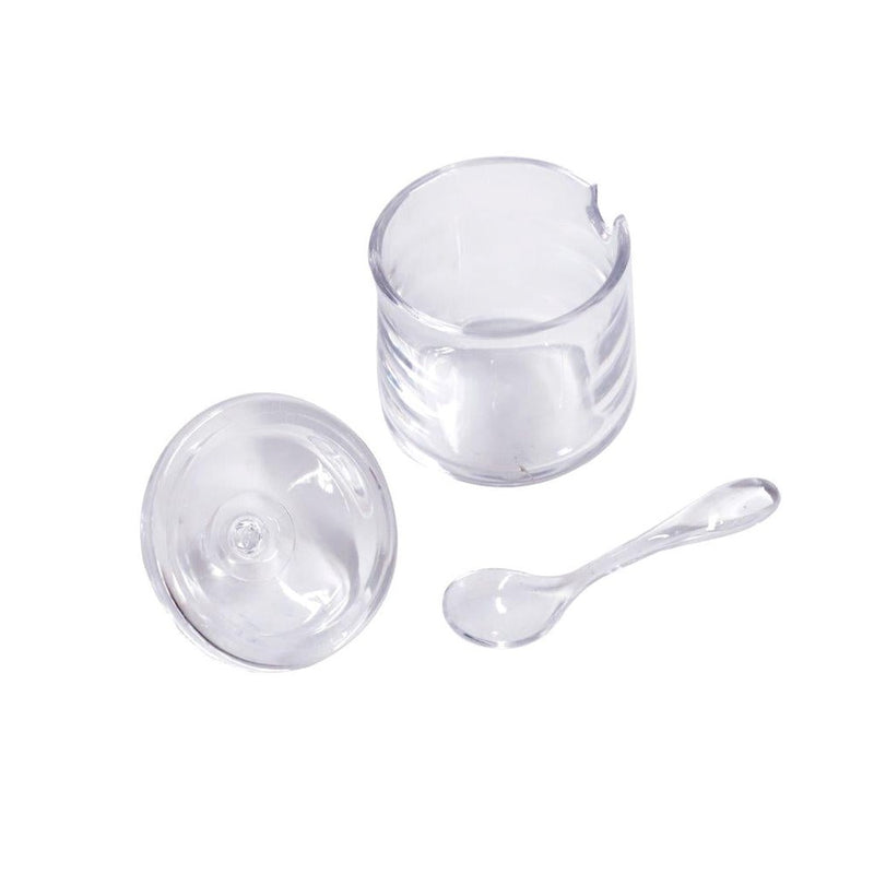 Premium Quality Acrylic Sugar Bowl Candy Jar with Spoon 8X12 cm (Ctn Box 120 units)