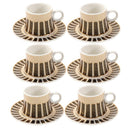 Ceramic Coffee Cup and Saucer Set of 6 Pcs Abstract Print Design 80 ml 11 cm (Ctn Box 24 units)
