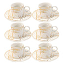 Ceramic Coffee Cup and Saucer Set of 6 Pcs Abstract Print Design 80 ml 11 cm (Ctn Box 24 units)