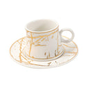Ceramic Coffee Cup and Saucer Set of 6 Pcs Abstract Print Design 80 ml 11 cm (Ctn Box 24 units)