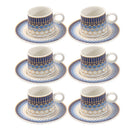 Ceramic Coffee Cup and Saucer Set of 6 Pcs Abstract Print Design 80 ml 11 cm (Ctn Box 24 units)