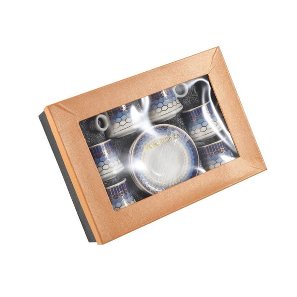 Ceramic Coffee Cup and Saucer Set of 6 Pcs Abstract Print Design 80 ml 11 cm (Ctn Box 24 units)