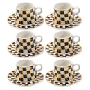 Ceramic Coffee Cup and Saucer Set of 6 Pcs Abstract Print Design 80 ml 11 cm (Ctn Box 24 units)