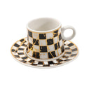 Ceramic Coffee Cup and Saucer Set of 6 Pcs Abstract Print Design 80 ml 11 cm (Ctn Box 24 units)
