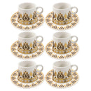 Ceramic Coffee Cup and Saucer Set of 6 Pcs Abstract Print Design 80 ml 11 cm (Ctn Box 24 units)