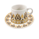 Ceramic Coffee Cup and Saucer Set of 6 Pcs Abstract Print Design 80 ml 11 cm (Ctn Box 24 units)