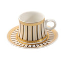 Ceramic Coffee Cup and Saucer Set of 6 Pcs Abstract Print Design 80 ml 11 cm (Ctn Box 24 units)