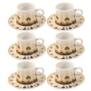 Ceramic Coffee Cup and Saucer Set of 6 Pcs Abstract Print Design 80 ml 11 cm (Ctn Box 24 units)