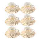 Ceramic Coffee Cup and Saucer Set of 6 Pcs Abstract Print Design 80 ml 11 cm (Ctn Box 24 units)