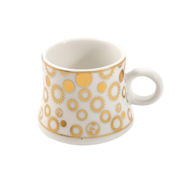 Ceramic Coffee Cup and Saucer Set of 6 Pcs Abstract Print Design 80 ml 11 cm (Ctn Box 24 units)