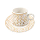 Ceramic Coffee Cup and Saucer Set of 6 Pcs Abstract Print Design 80 ml 11 cm (Ctn Box 24 units)