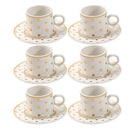 Ceramic Coffee Cup and Saucer Set of 6 Pcs Abstract Print Design 80 ml 11 cm (Ctn Box 24 units)