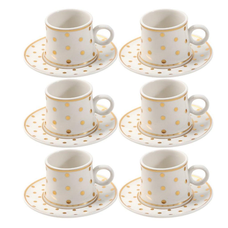 Ceramic Coffee Cup and Saucer Set of 6 Pcs Abstract Print Design 80 ml 11 cm (Ctn Box 24 units)