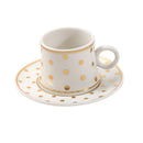 Ceramic Coffee Cup and Saucer Set of 6 Pcs Abstract Print Design 80 ml 11 cm (Ctn Box 24 units)