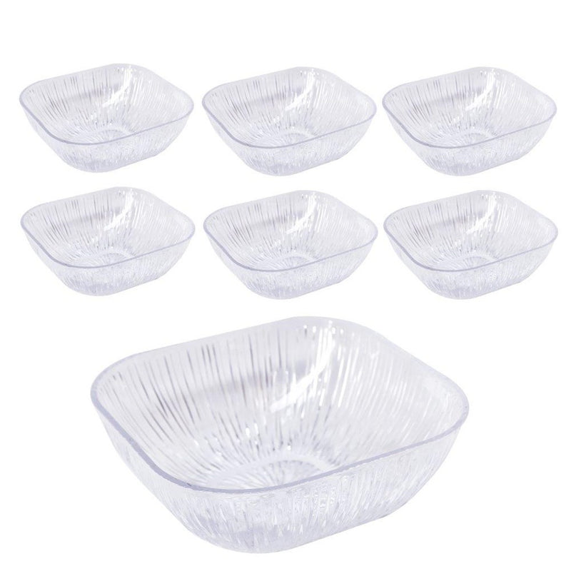 Clear Engraved Pattern Dish Bowl and Glass Serving Bowl Set of 7 Pcs 20*8cm 
10*5.5cm (Ctn Box 8 units)