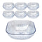 Sky Blue Engraved Pattern Dish Bowl and Glass Serving Bowl Set of 7 Pcs 20*8cm 
10*5.5cm (Ctn Box 8 units)